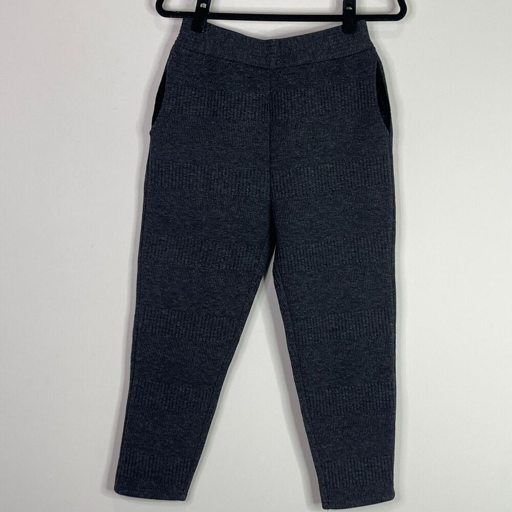 Yannis Vlamos Grey Ribbed High Waist Jogger Pants Women's Size Large